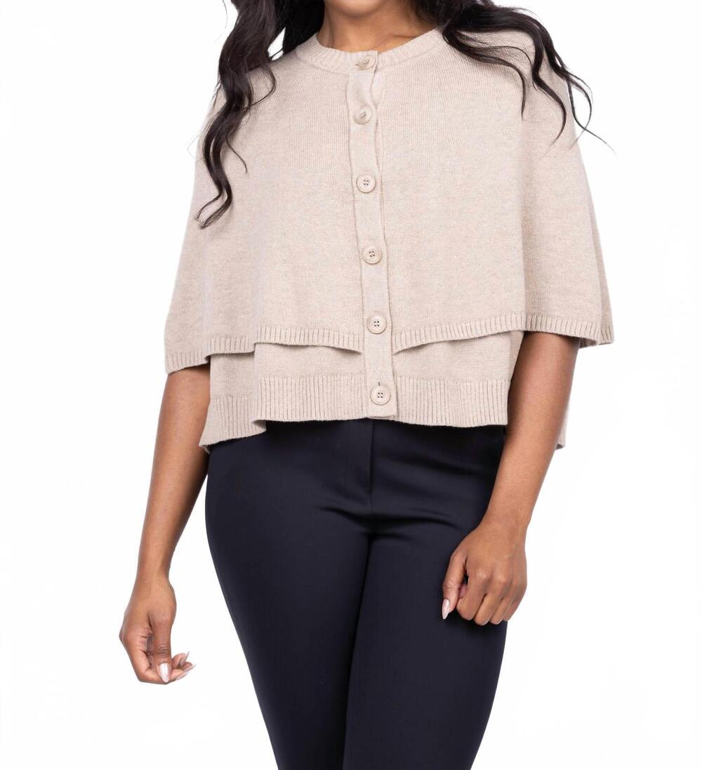NEW J. SOCIETY button front cape in mushroom